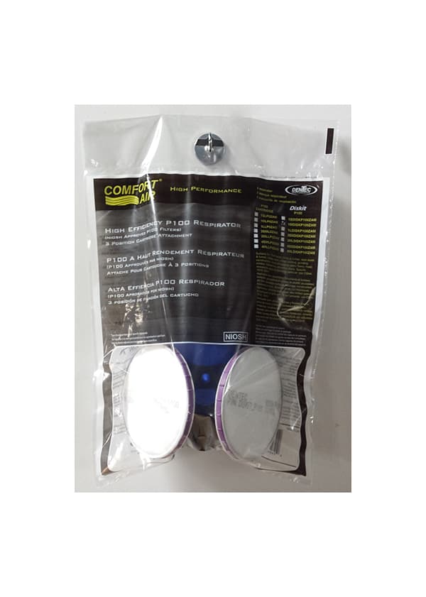 100 Diskit P100 complete, Silicone; Suitable For: Toxic dusts, mists & fumes; lead dusts & fumes; brake dusts; exotic welding; glass fibers; asbestos (Note: Specific limitations apply for asbestos removal, see OSHA 1910.1001). Small Display Bag MEETS OSHA SILICA DUST REQUIREMENTS APF 10 Suitable For COVID virus in accordance with CDC guidelines REPLACES DISPOSABLE RESPIRATORS