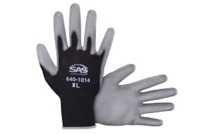 PawZ® Black Nylon Knit Shell Gloves - Polyurethane Palm Coating - 2XLrg - Retail